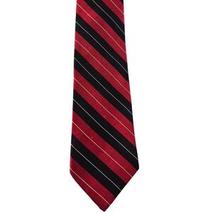 Ashford & Brooks Necktie Men's Red Black Silk‎ Striped Tie Formal Office Wear